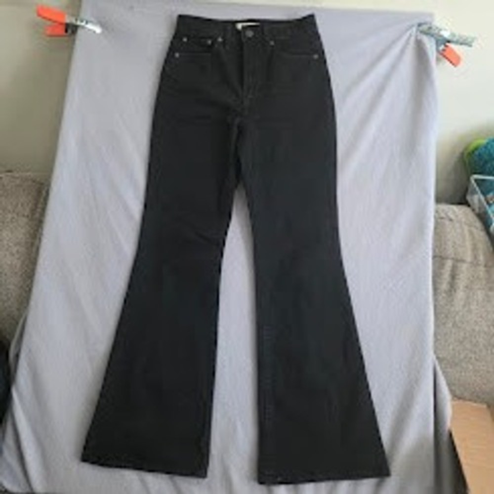 Madewell The Perfect Vintage Flare Jean Black High Rise Wide Leg Denim 26